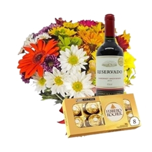 16-BUQUÊ DE FLORES VINHOS CHOCOLATE